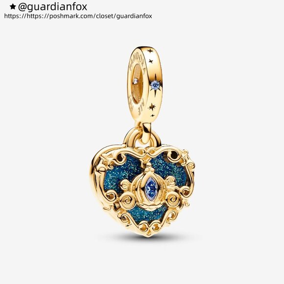 Pandora Disney Cinderella's Carriage & Heart Double Dangle Charm - Picture 1 of 6